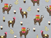 French Terry Sweat Lamas Kakteen, grau
