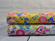 Baumwollstoff Paisley Blumen, hell senfgelb