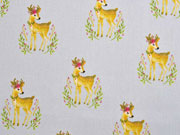 Baumwollstoff Rehe Ranken, grau