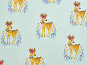 Baumwollstoff Rehe Ranken, mint