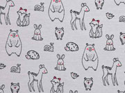 French Terry Sweat B�ren Igel F�chse, grau