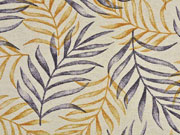 Leinenlook Dekostoff Palmbl�tter, grau ocker