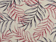 Leinenlook Dekostoff Palmbl�tter, grau dunkelrot