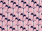 Baumwollstoff Blumen Feliz, dunkelblau rosa