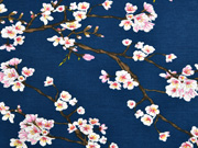 Modaljersey Kirschbl�ten Zweige, dunkelblau