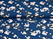 Modaljersey Kirschbl�ten Zweige, dunkelblau