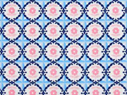 Baumwolle Blumen Ornamente, blau rosa wei�