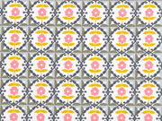 Baumwolle Blumen Ornamente, grau ocker wei�