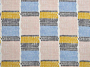 Canvas  Farbbl�cke kleine Halbkreise, blau ocker cremewei�