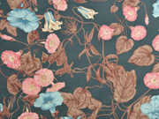 Canvas Hibiskus Bl�ten Bl�tter Digitaldruck, rauchblau altrosa mattes dunkelgr�n