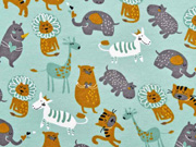 Soft Sweat Zootiere angeraut, ocker dunkelgrau mint