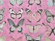 Canvas Stoff Schmetterlinge Digitaldruck, rosa