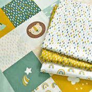 Baumwollstoff Pinselstriche, ockergelb wei�