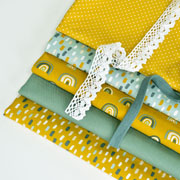 Baumwollstoff Pinselstriche, gr�n ockergelb