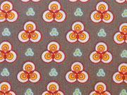 Popelin Mango Bango Blumen - braun / orange