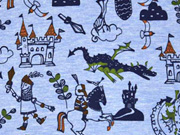 Jersey Ritter & Drache, jeansblau melange