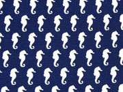 Baumwollstoff Marine by Poppy - Seepferdchen, dunkelblau