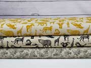 Canvas Tiere aus Afrika, senfgelb/natur