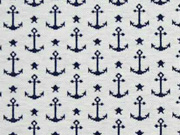 Jacquard Jersey Anker, dunkelblau-creme