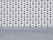 Jacquard Jersey Anker, dunkelblau-creme