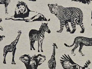 Canvas Tiere aus Afrika, schwarz/natur