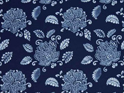 Softshell Stoff 3-schichtigBl�ten & Bl�tter, dunkelblau