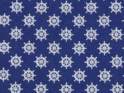 Baumwollstoff kleine Steuerr�der, wei� dunkelblau