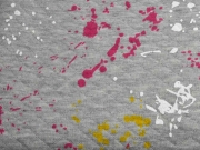Steppjersey Farbkleckse, pink hellgrau meliert
