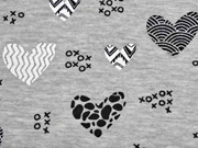 Steppjersey gemusterte Herzen Lovely Waffle,grau melange