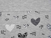Steppjersey gemusterte Herzen Lovely Waffle,grau melange