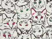 French Terry Katzen Gesichter, hellgrau