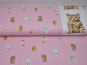 Jersey Digitaldruck Katze & Friends , rosa