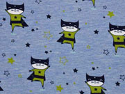 Jersey Superhero Katzen, hellblau melange
