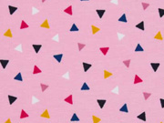 Sweatstoff French Terry  bunte Dreiecke, rosa
