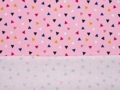 Sweatstoff French Terry  bunte Dreiecke, rosa