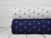 RESTST�CK 72 cm Double Gauze Anker, wei� auf dunkelblau