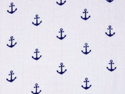 Musselin Double Gauze Anker, dunkelblau auf wei�