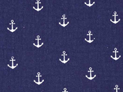 Musselin Double Gauze Anker, wei� auf dunkelblau