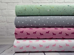 Double Gauze Einhorn, rosa auf wei�