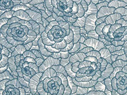 Leinen Viskose Blumen, petrol