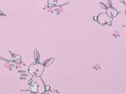 Baumwollstoff Hasen & V�gel Sweeties, rosa