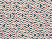 Canvas Rauten Inka Look, altrosa dunkelmint