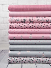 Baumwollstoff kleine Herzen, pink hellgrau