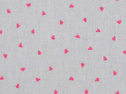 Baumwollstoff kleine Herzen, pink hellgrau