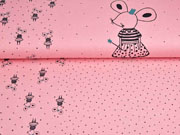 French Terry Sweat Maus Panel 3 in 1, rosa meliert