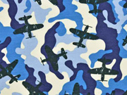 French Terry Sweat Flugzeuge Camouflage, blau
