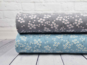 Modal French Terry Sweat Blumen Zweige, grau