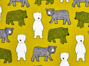 Baumwollstoff B�ren Big Bear, currygelb