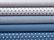 Baumwolle Punkte, indigoblau auf hellgrau