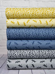 Jacquard Jersey Libellen, jeansblau